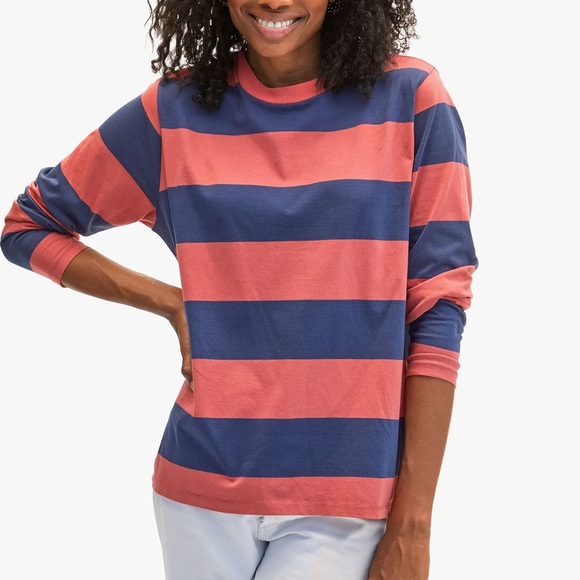 Clare V Long Sleeve Tee 

Vintage Poppy/Navy Rugby Stripe - Picture 4 of 6